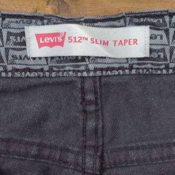 Levi's 512 Slim Taper Black and Gray Logo Jeans Size 12 - Picture 4 of 8